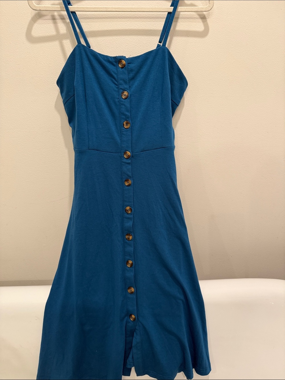Teal Blue Button-Front Midi Sundress